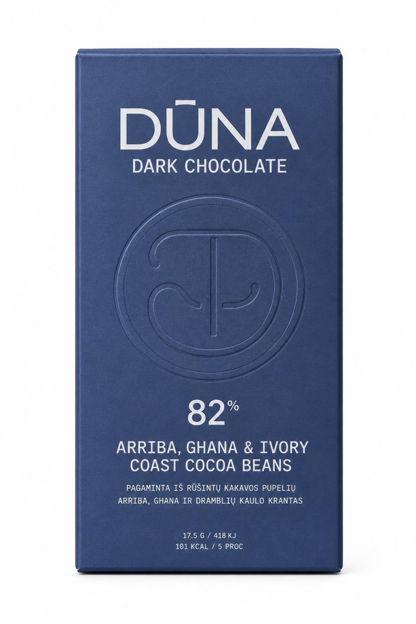 DŪNA juodasis šokoladas 82 % 70 g