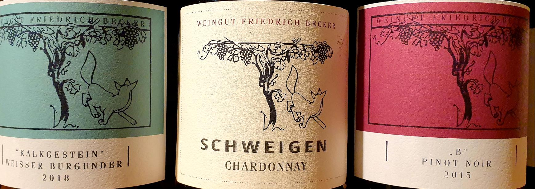 Lapė ir vynuogės - Friedrich Becker vyninės etiketės motyvas