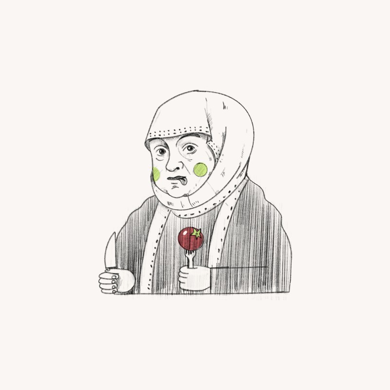 Bonos Sforzos iliustracija vyno etiketėje