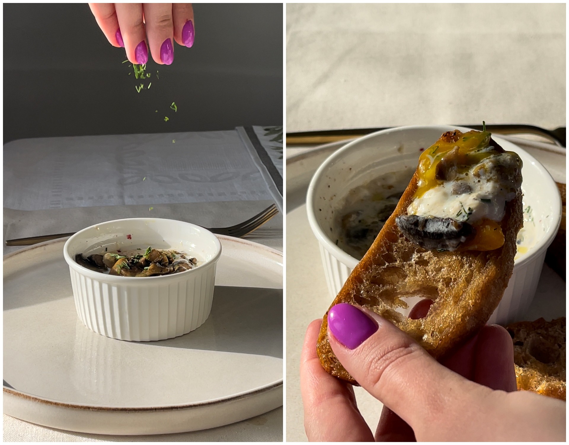 Kiau&scaron;iniai orkaitėje su trumais ir skrudinta duonele