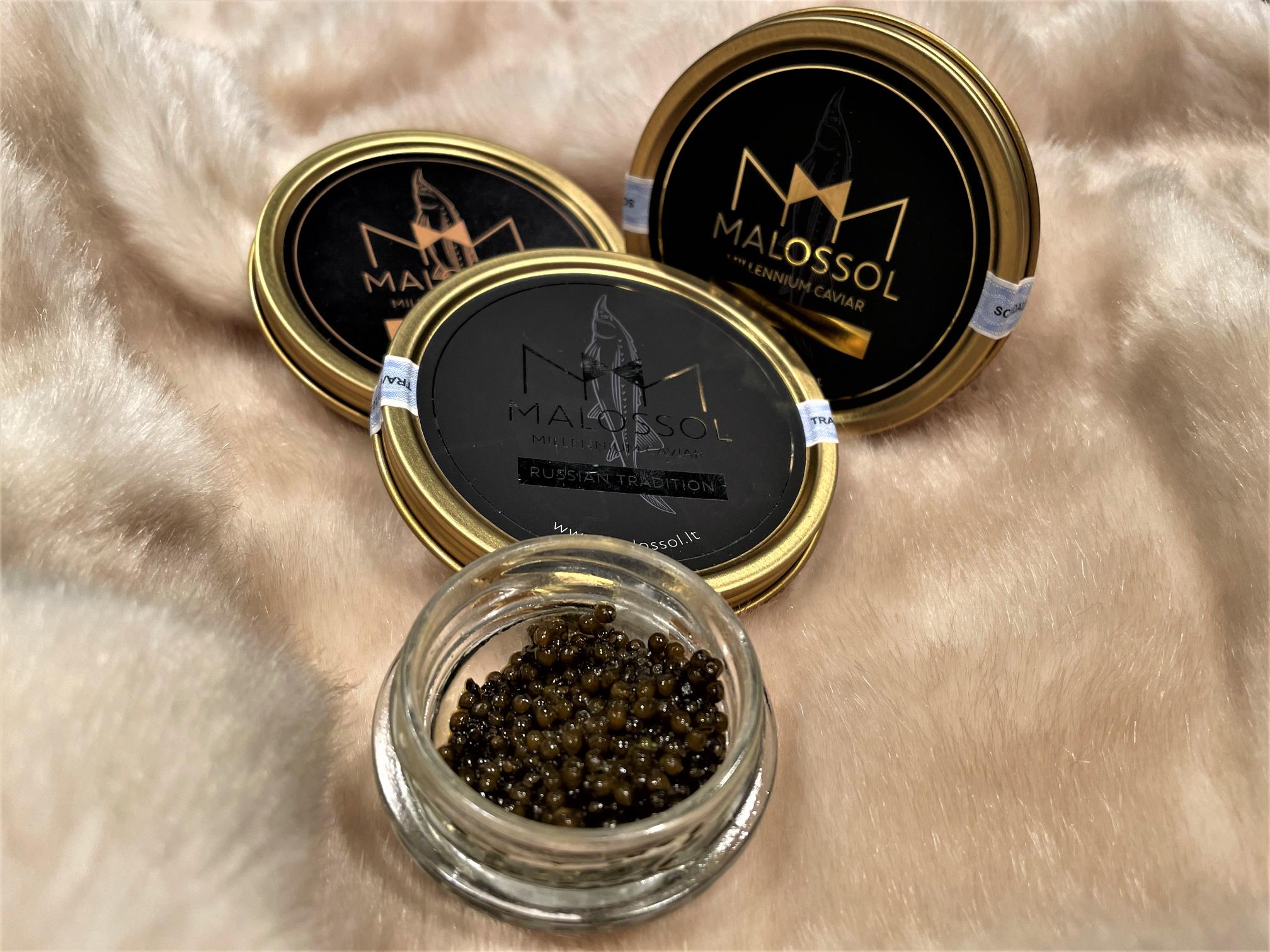 Malossol ikrų pakuotė su perlamutriniu &scaron;auk&scaron;teliu