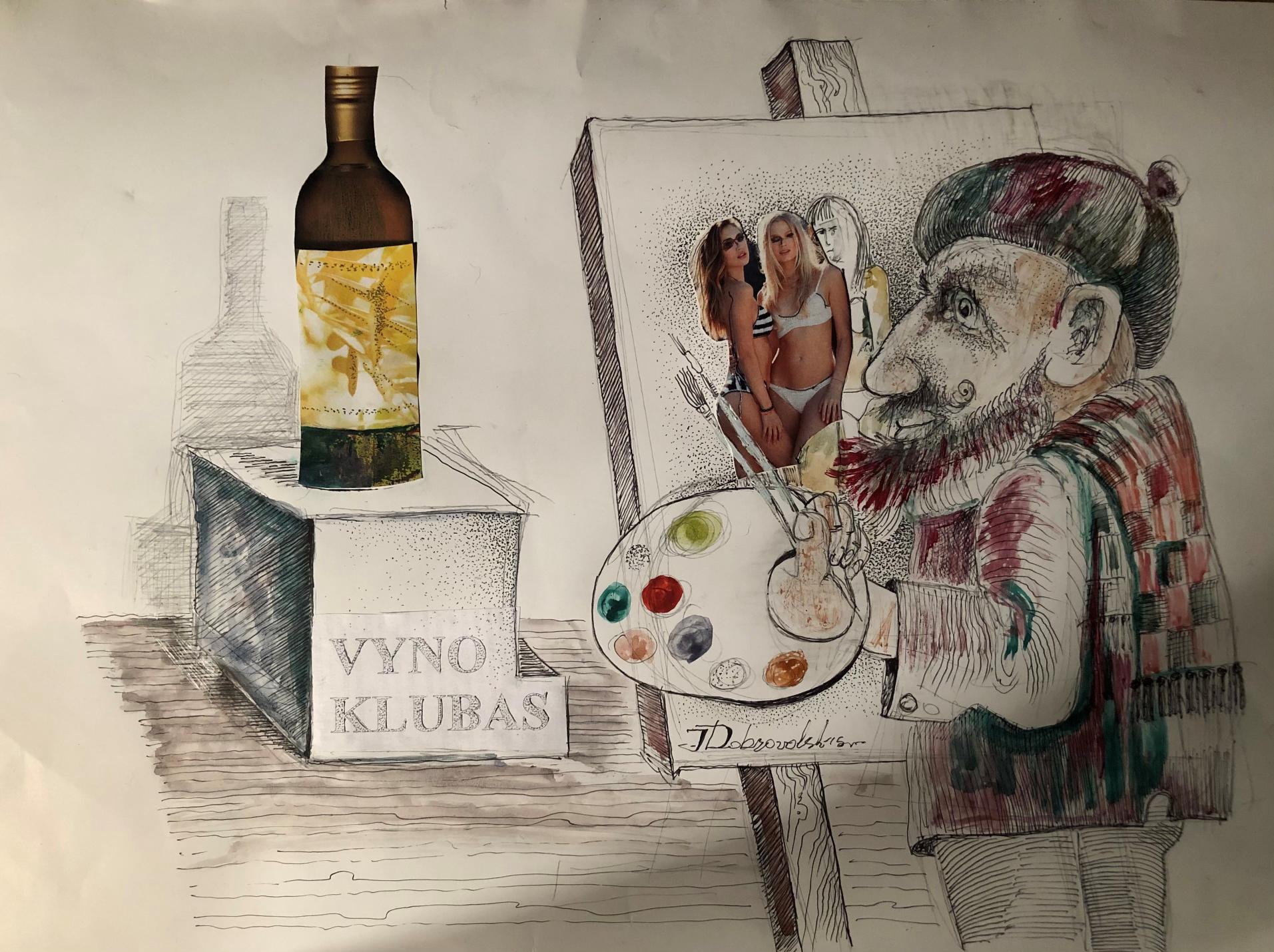 Jurijus Dobrovolskis Vyno klubo karikatūrų konkursas 2021 COVID