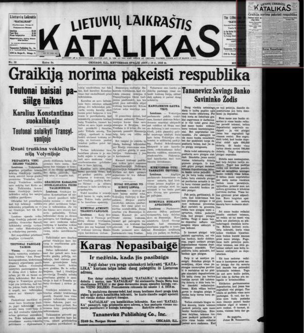 Savaitra&scaron;tis Katalikas, kurį leido J. M. Tananevičius