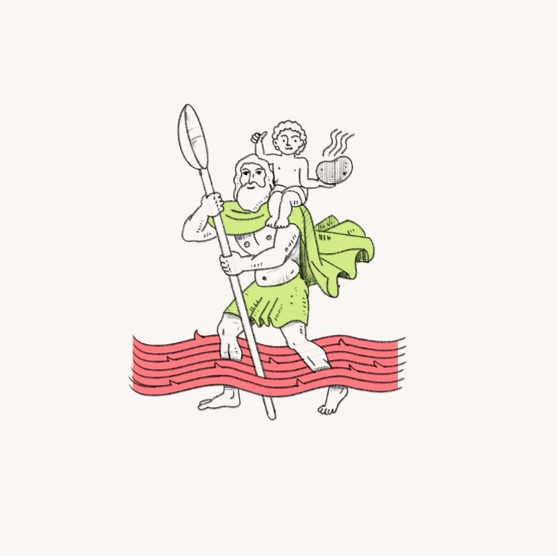 Šaltibarščių iliustracija vyno etiketėje