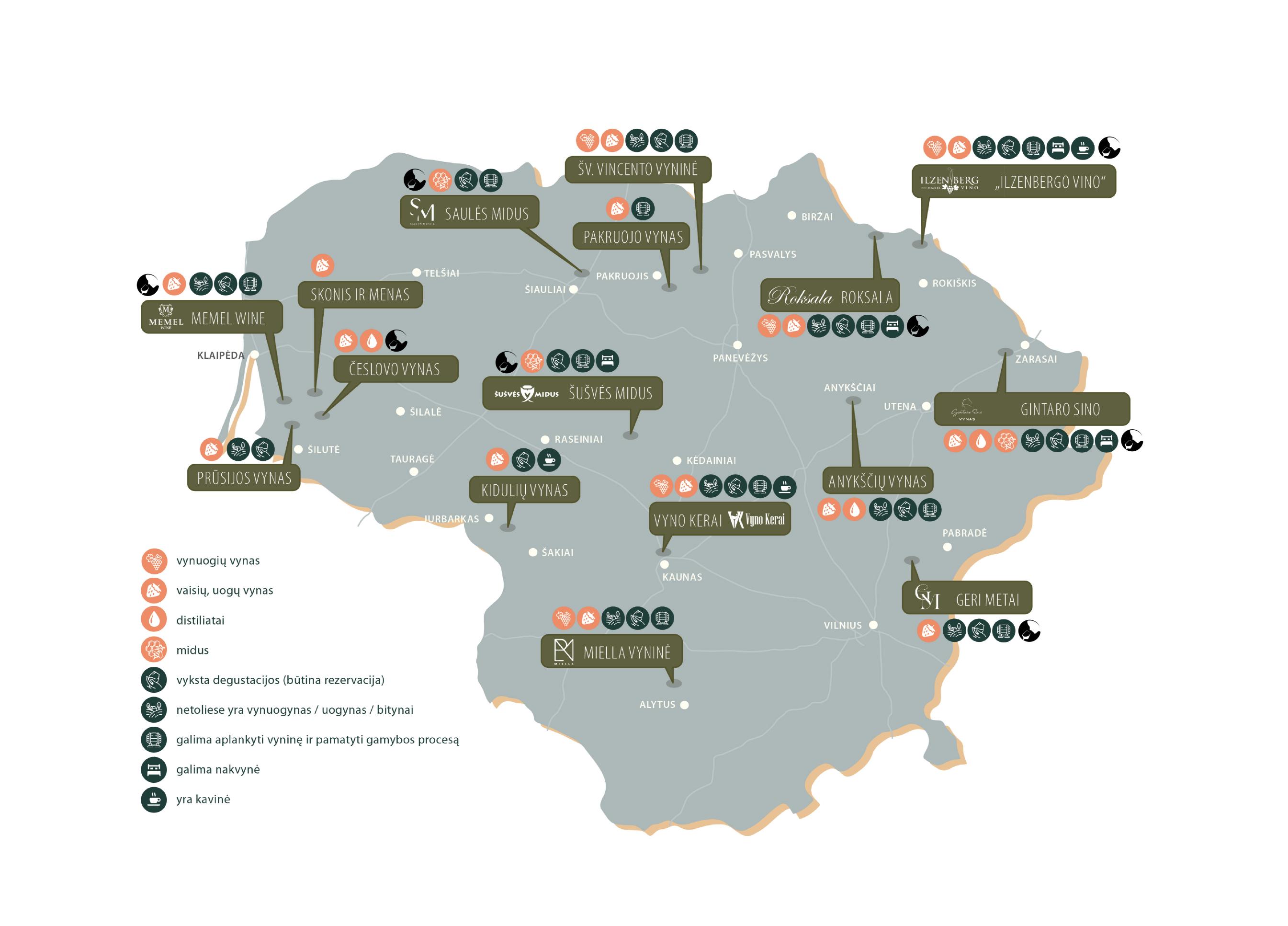 Lietuvi&scaron;ko vyno gamintojų žemėlapis