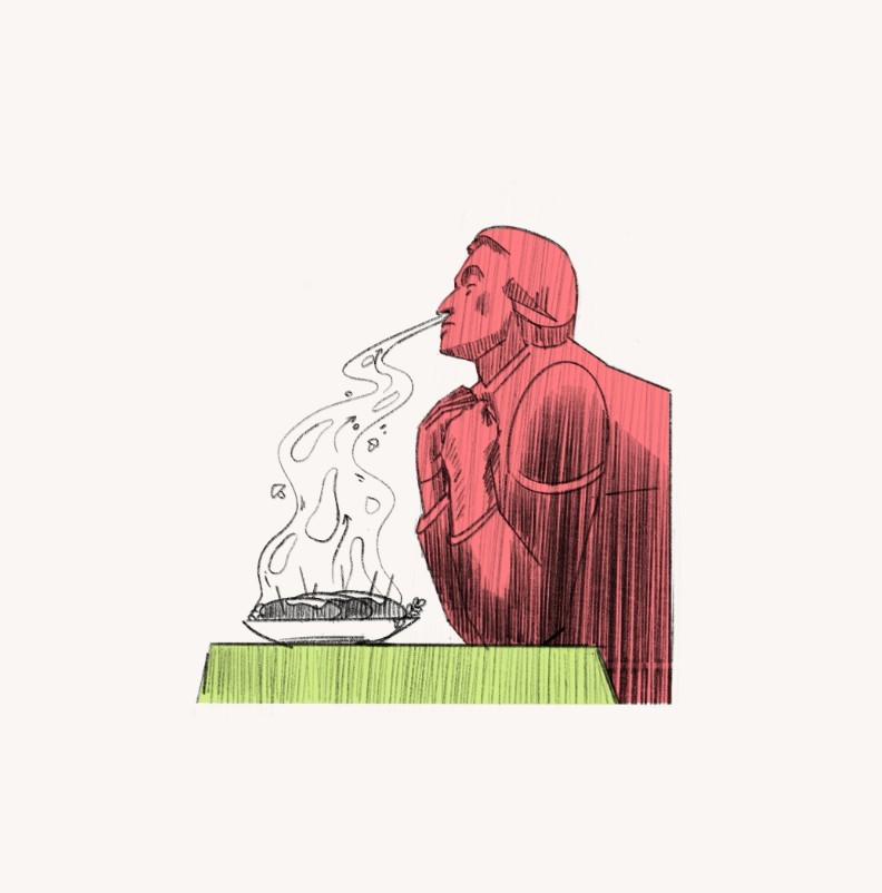 Zrazų iliustracija vyno etiketėje